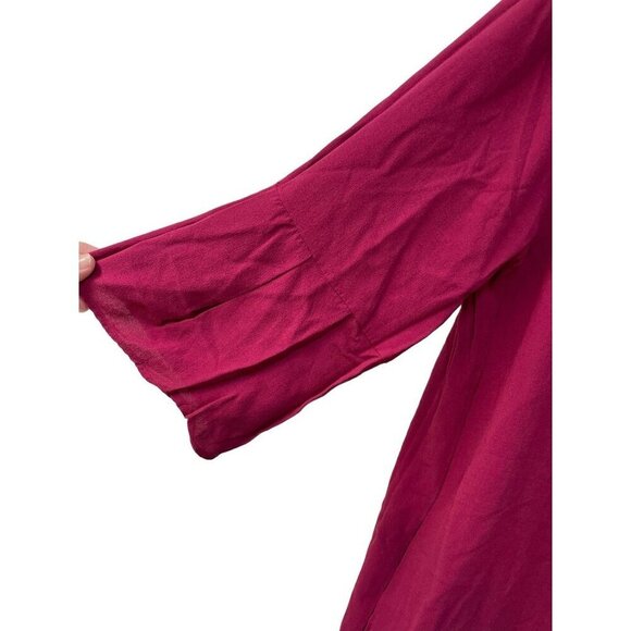 EILEEN FISHER Silk Georgette Crêpe Lantern Sleeve Dress XS Valentines - Picture 7 of 10